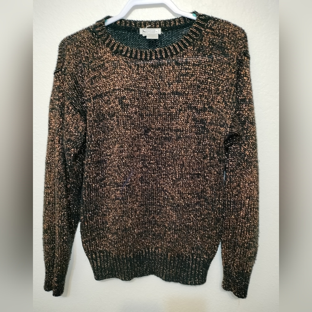 Campus casual Knit Sweater Size medium Black Gold